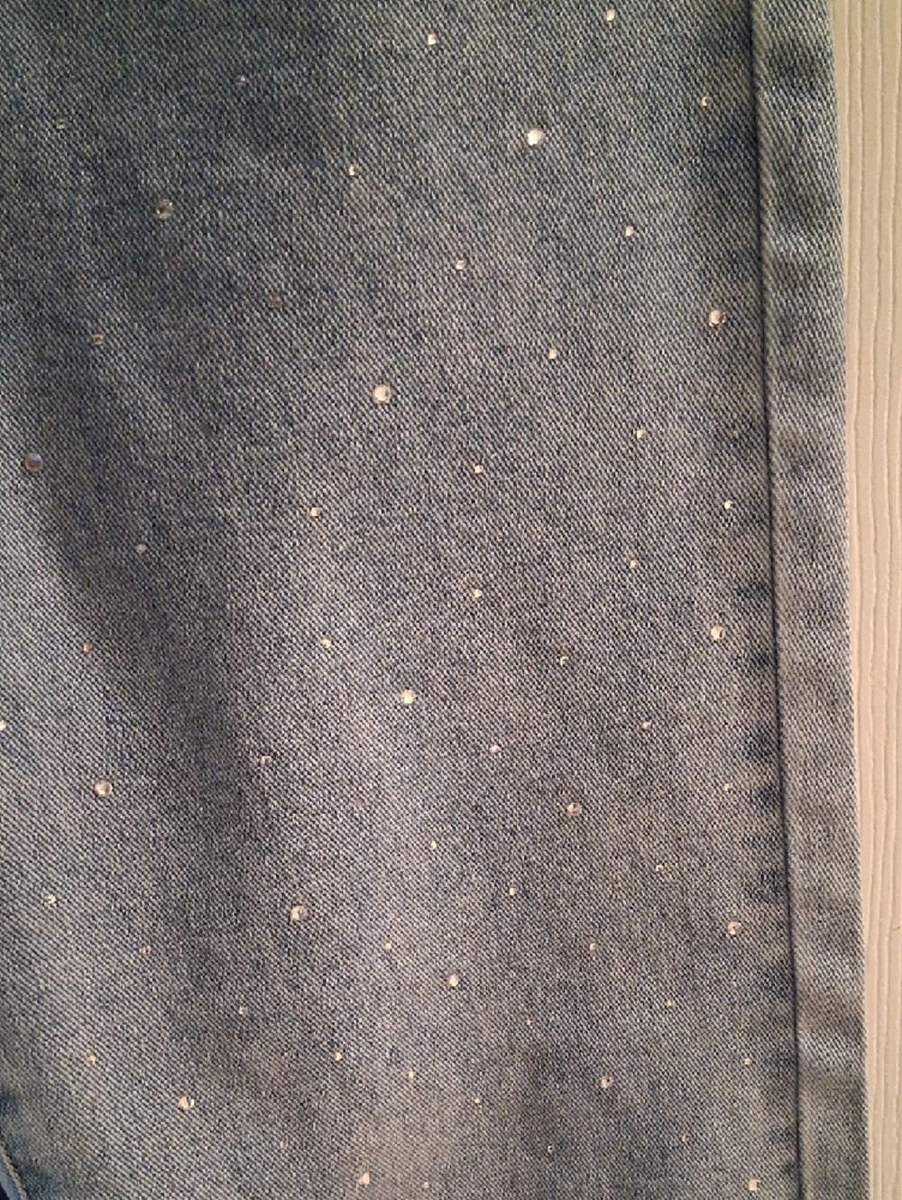 High-Rise Light Blue Wide-leg  Jeans with Rhinestone Detail - Picture 3 of 5